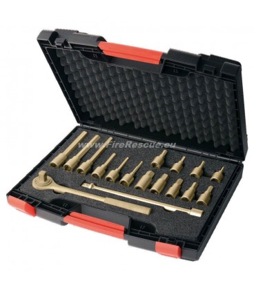 SPANNER WRENCH 1/2" SET IN A CASE, NON-SPARKING, HEXAGON, 17 PIECES